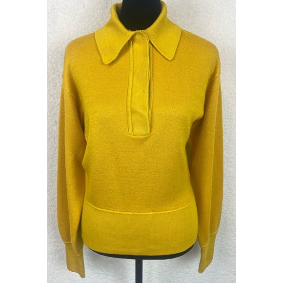 ISABEL MARANT • Yellow Heron Polo Neck Wool-Blend Long Sleeve Pullover Sweater - Picture 7 of 16